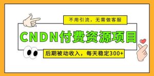 CNDN付费资源项目，不用引流，无需做客服，后期被动收入白米粥资源网-汇集全网副业资源白米粥资源网