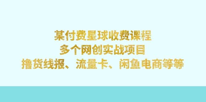 某付费星球课程：多个网创实战项目，撸货线报、流量卡、闲鱼电商等等白米粥资源网-汇集全网副业资源白米粥资源网