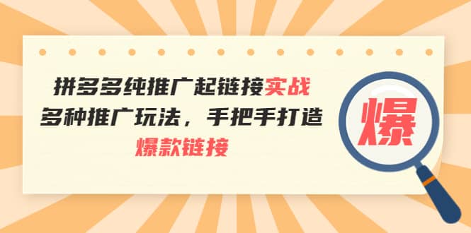 拼多多纯推广起链接实战：多种推广玩法，手把手打造爆款链接白米粥资源网-汇集全网副业资源白米粥资源网