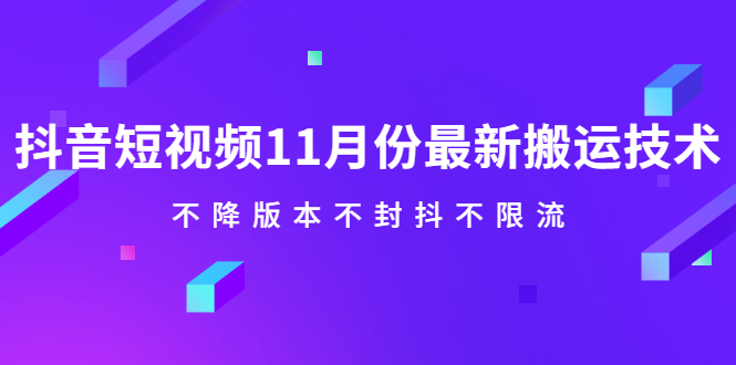 抖音短视频11月份最新搬运技术，不降版本不封抖不限流！【视频课程】白米粥资源网-汇集全网副业资源白米粥资源网