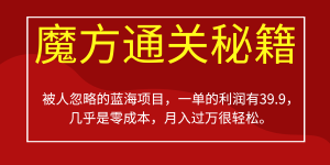 被人忽略的蓝海项目,魔方通关秘籍一单利润有39.9,几乎是零成本白米粥资源网-汇集全网副业资源白米粥资源网