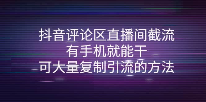 抖音评论区直播间截流，有手机就能干，可大量复制引流的方法白米粥资源网-汇集全网副业资源白米粥资源网