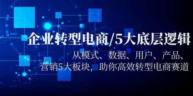 企业转型电商/5大底层逻辑，从模式 数据 用户 产品 营销5大板块，高效转型白米粥资源网-汇集全网副业资源白米粥资源网