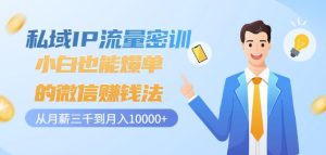 私域IP流量密训：小白也能爆单的微信赚钱法，从月薪三千到月入10000白米粥资源网-汇集全网副业资源白米粥资源网