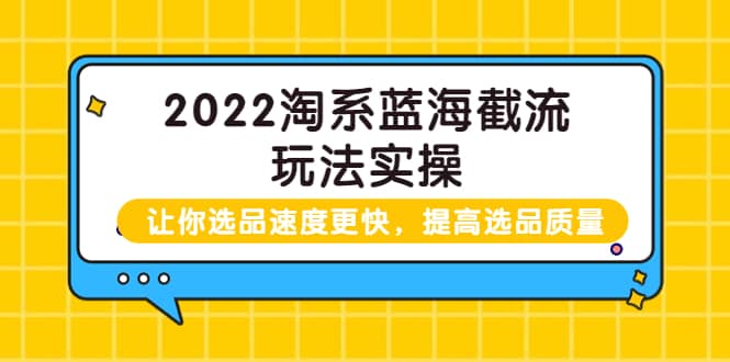 2022淘系蓝海截流玩法实操：让你选品速度更快，提高选品质量（价值599）白米粥资源网-汇集全网副业资源白米粥资源网