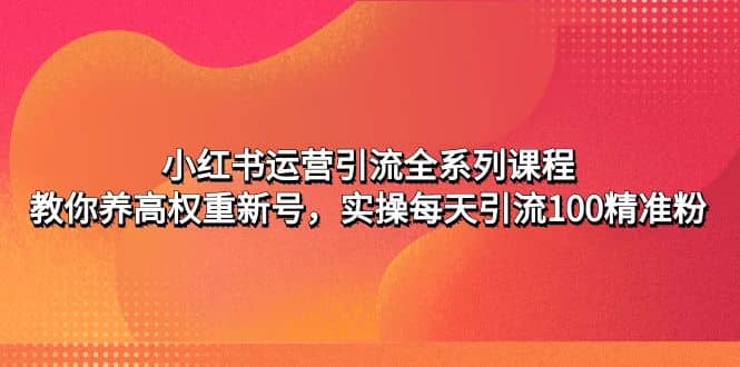 小红书运营引流全系列课程：教你养高权重新号白米粥资源网-汇集全网副业资源白米粥资源网