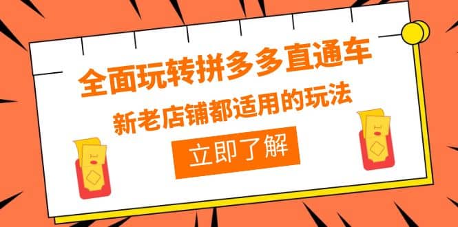 全面玩转拼多多直通车，新老店铺都适用的玩法（12节精华课）白米粥资源网-汇集全网副业资源白米粥资源网