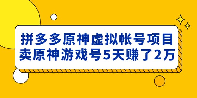 外面卖2980的拼多多原神虚拟帐号项目白米粥资源网-汇集全网副业资源白米粥资源网