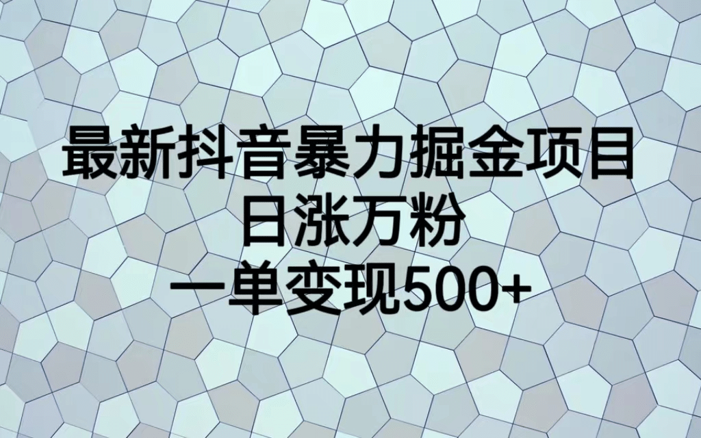 最火热的抖音暴力掘金项目，日涨万粉，多种变现方式，一单变现可达500白米粥资源网-汇集全网副业资源白米粥资源网