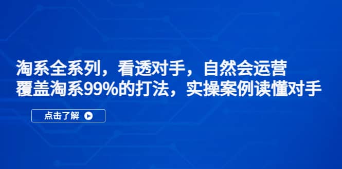 淘系全系列，看透对手，自然会运营，覆盖淘系99%·打法，实操案例读懂对手白米粥资源网-汇集全网副业资源白米粥资源网