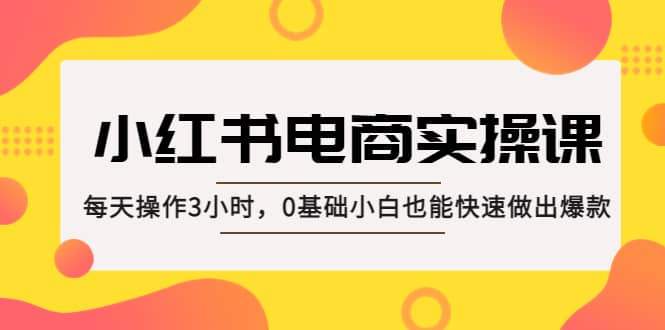 小红书·电商实操课：每天操作3小时，0基础小白也能快速做出爆款白米粥资源网-汇集全网副业资源白米粥资源网