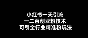 【引流必备】小红书一天引流一二百创业粉技术,可引全行业精准粉玩法白米粥资源网-汇集全网副业资源白米粥资源网