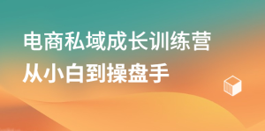 电商私域成长训练营,从小白到操盘手白米粥资源网-汇集全网副业资源白米粥资源网