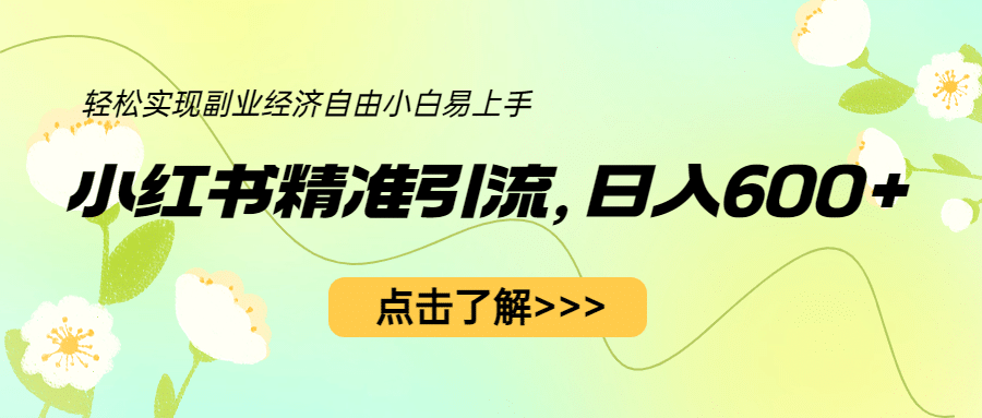 小红书精准引流，小白日入600 ，轻松实现副业经济自由（教程 1153G资源）白米粥资源网-汇集全网副业资源白米粥资源网