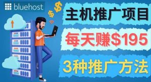 在Youtube推广Bluehost主机赚钱项目,日赚195美元以上白米粥资源网-汇集全网副业资源白米粥资源网