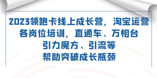 2023领跑·卡 线上成长营 淘宝运营各岗位培训 直通车 万相台 引力魔方 引流白米粥资源网-汇集全网副业资源白米粥资源网