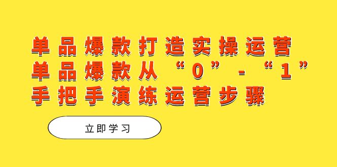 单品爆款打造实操运营，单品爆款从“0”-“1”手把手演练运营步骤白米粥资源网-汇集全网副业资源白米粥资源网