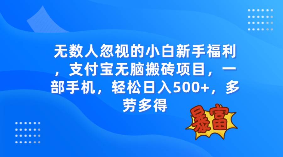 无数人忽视的项目，支付宝无脑搬砖项目，一部手机即可操作，轻松日入500白米粥资源网-汇集全网副业资源白米粥资源网