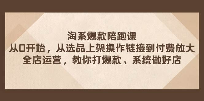 淘系爆款陪跑课 从选品上架操作链接到付费放大 全店运营 打爆款 系统做好店白米粥资源网-汇集全网副业资源白米粥资源网