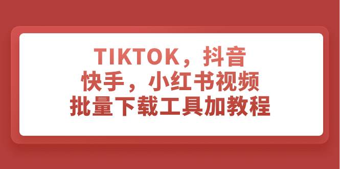 TIKTOK，抖音，快手，小红书视频批量下载工具加教程白米粥资源网-汇集全网副业资源白米粥资源网