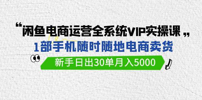 闲鱼电商运营全系统VIP实战课，1部手机随时随地卖货，新手日出30单月入5000白米粥资源网-汇集全网副业资源白米粥资源网