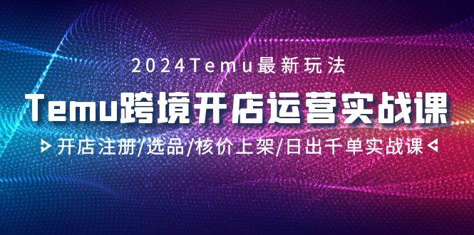 2024Temu跨境开店运营实战课，开店注册/选品/核价上架/日出千单实战课白米粥资源网-汇集全网副业资源白米粥资源网