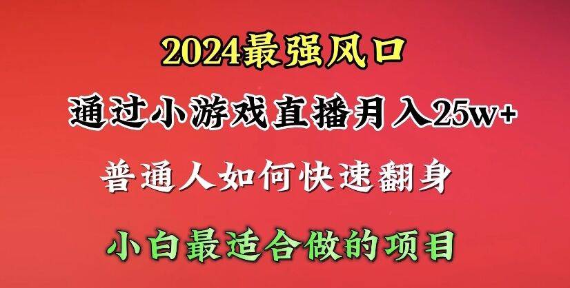 2024年最强风口，通过小游戏直播月入25w+单日收益5000+小白最适合做的项目白米粥资源网-汇集全网副业资源白米粥资源网