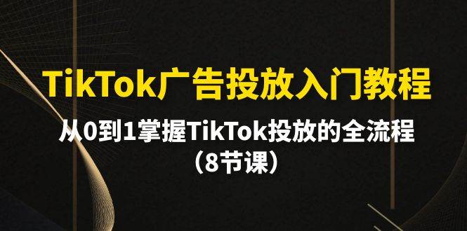 TikTok广告投放入门教程，从0到1掌握TikTok投放的全流程（8节课）白米粥资源网-汇集全网副业资源白米粥资源网