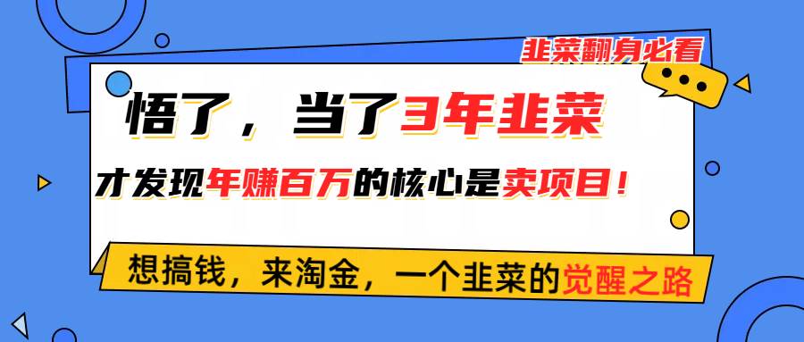 悟了，当了3年韭菜，才发现网赚圈年赚100万的核心是卖项目，含泪分享！白米粥资源网-汇集全网副业资源白米粥资源网