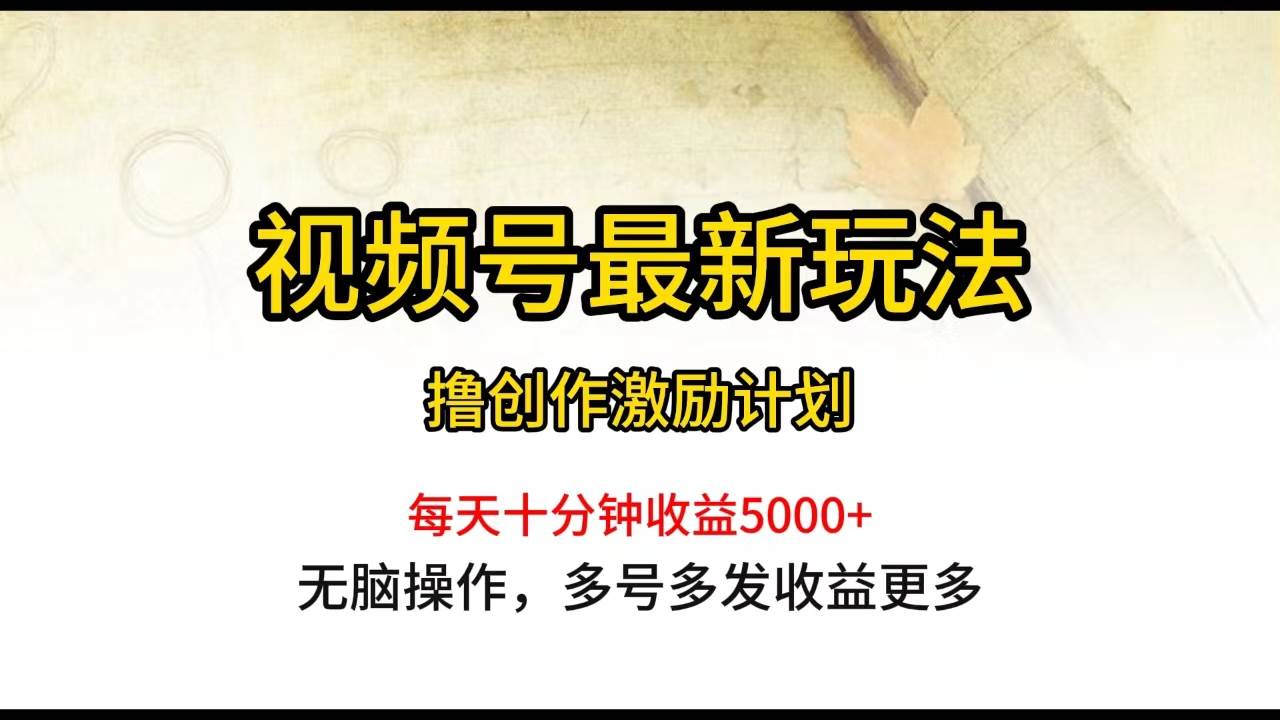 视频号最新玩法，每日一小时月入5000+白米粥资源网-汇集全网副业资源白米粥资源网