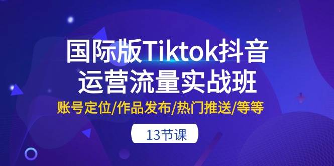 国际版Tiktok抖音运营流量实战班：账号定位/作品发布/热门推送/等等-13节白米粥资源网-汇集全网副业资源白米粥资源网