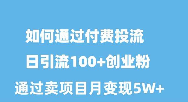 如何通过付费投流日引流100+创业粉月变现5W+白米粥资源网-汇集全网副业资源白米粥资源网