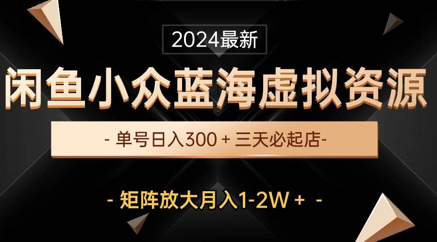 最新闲鱼小众蓝海虚拟资源，单号日入300＋，三天必起店，矩阵放大月入1-2W白米粥资源网-汇集全网副业资源白米粥资源网