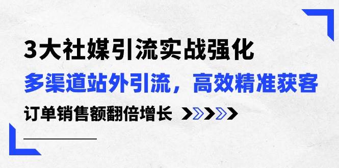 3大社媒引流实操强化，多渠道站外引流/高效精准获客/订单销售额翻倍增长白米粥资源网-汇集全网副业资源白米粥资源网