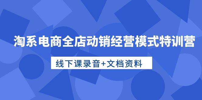 淘系电商全店动销经营模式特训营，线下课录音+文档资料白米粥资源网-汇集全网副业资源白米粥资源网