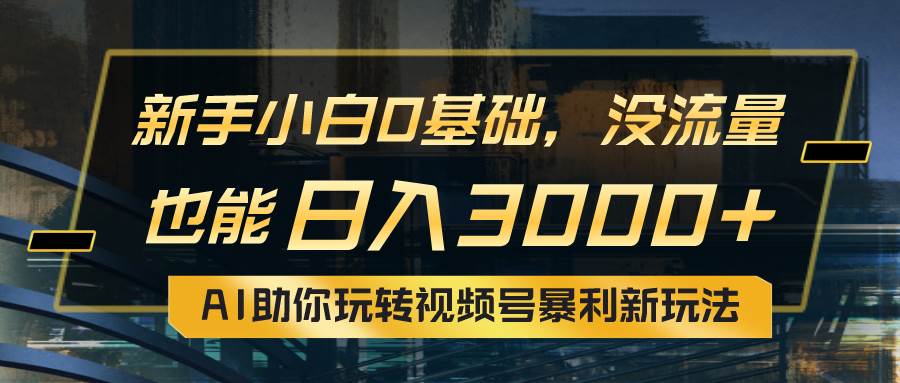 小白0基础，没流量也能日入3000+：AI助你玩转视频号暴利新玩法白米粥资源网-汇集全网副业资源白米粥资源网