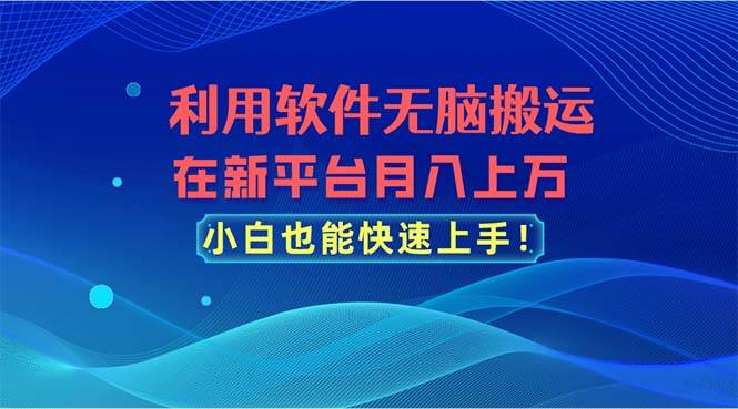 利用软件无脑搬运，在新平台月入上万，小白也能快速上手白米粥资源网-汇集全网副业资源白米粥资源网