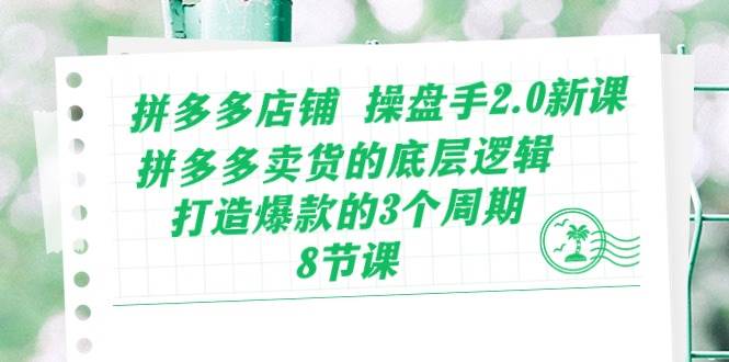 拼多多店铺 操盘手2.0新课，拼多多卖货的底层逻辑，打造爆款的3个周期-8节白米粥资源网-汇集全网副业资源白米粥资源网