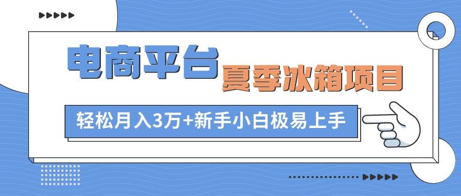 电商平台夏季冰箱项目，轻松月入3万+，新手小白极易上手白米粥资源网-汇集全网副业资源白米粥资源网