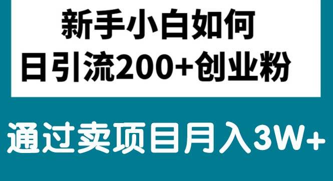 新手小白日引流200+创业粉,通过卖项目月入3W+白米粥资源网-汇集全网副业资源白米粥资源网