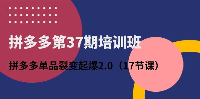 拼多多第37期培训班：拼多多单品裂变起爆2.0（17节课）白米粥资源网-汇集全网副业资源白米粥资源网