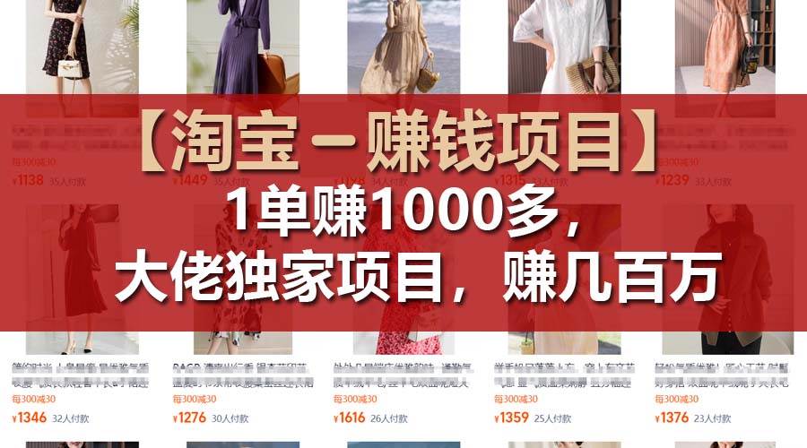 【淘宝赚钱项目】1单可赚1000多，大佬独家项目，年赚几百万白米粥资源网-汇集全网副业资源白米粥资源网