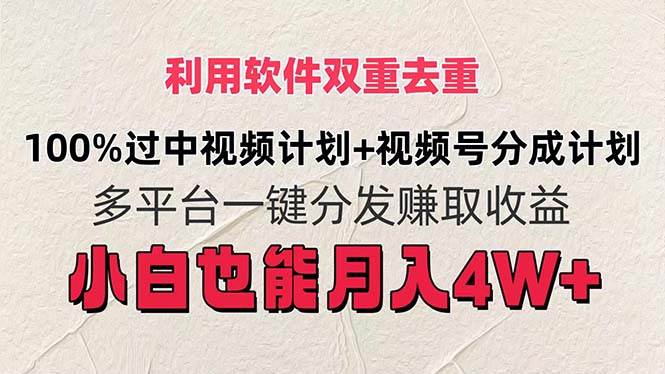 利用软件双重去重，100%过中视频+视频号分成计划小白也可以月入4W+白米粥资源网-汇集全网副业资源白米粥资源网