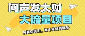 闷声发大财，大流量项目，月收益过3万，只要你努力，两个月就能翻身白米粥资源网-汇集全网副业资源白米粥资源网