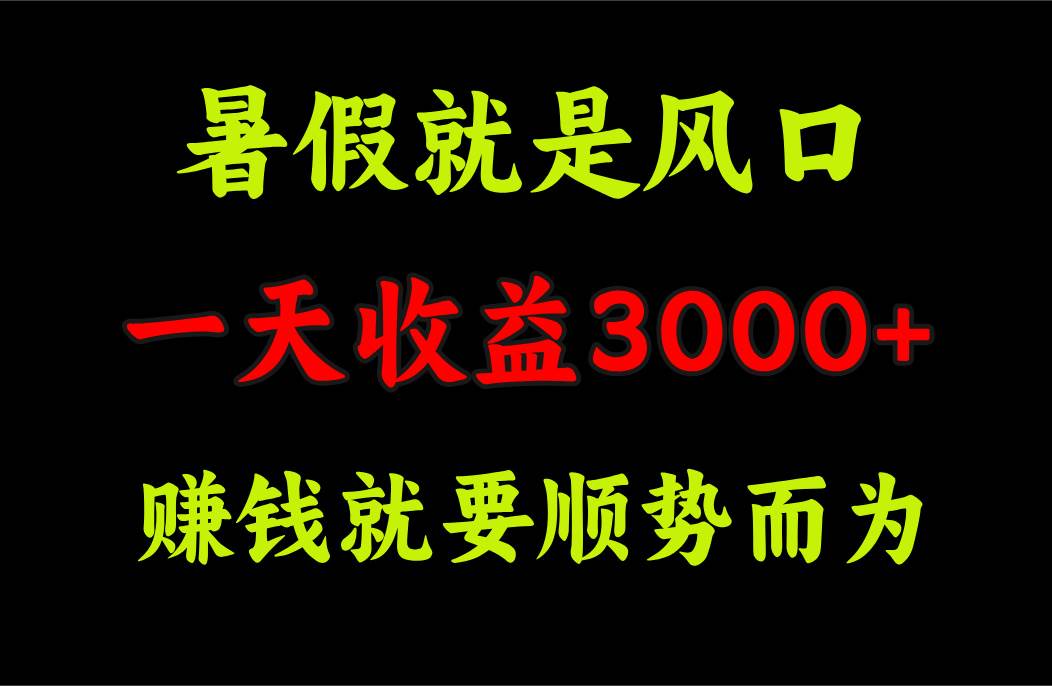 一天收益3000+ 赚钱就是顺势而为，暑假就是风口白米粥资源网-汇集全网副业资源白米粥资源网
