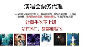 演唱会全网最低票务代理,小白一分钟上手,手把手教你卖票,日入2000+...白米粥资源网-汇集全网副业资源白米粥资源网