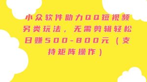 小众软件助力QQ短视频另类玩法，无需剪辑轻松日赚500-800元（支持矩阵...白米粥资源网-汇集全网副业资源白米粥资源网