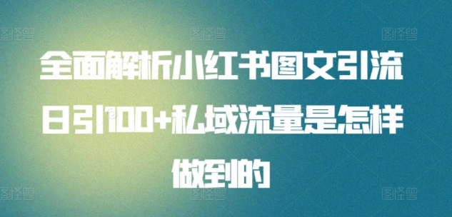 日引流100私域流量小红书图文是怎样做到的全面解析白米粥资源网-汇集全网副业资源白米粥资源网