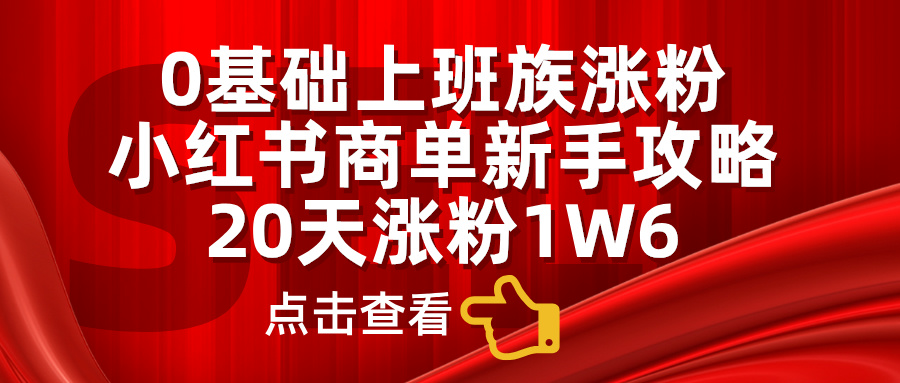 0基础上班族涨粉，小红书商单新手攻略，20天涨粉1.6w白米粥资源网-汇集全网副业资源白米粥资源网