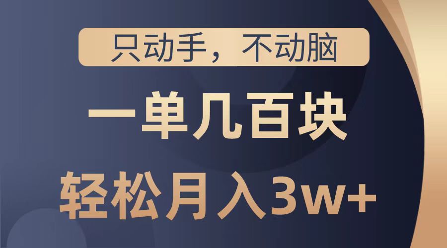 只动手不动脑，一单几百块，轻松月入2w+，看完就能直接操作，详细教程白米粥资源网-汇集全网副业资源白米粥资源网